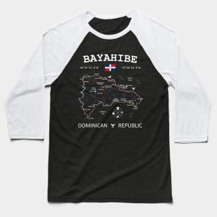 Bayahibe Dominican Republic Flag Travel Map Coordinates GPS Baseball T-Shirt